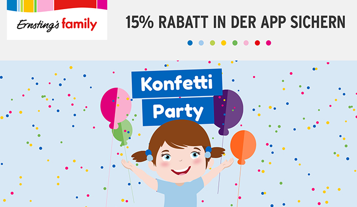 Konfetti-Party in der Ernsting’s family App!